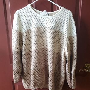 Alfred Dunner Cream and Tan Knit Sweater